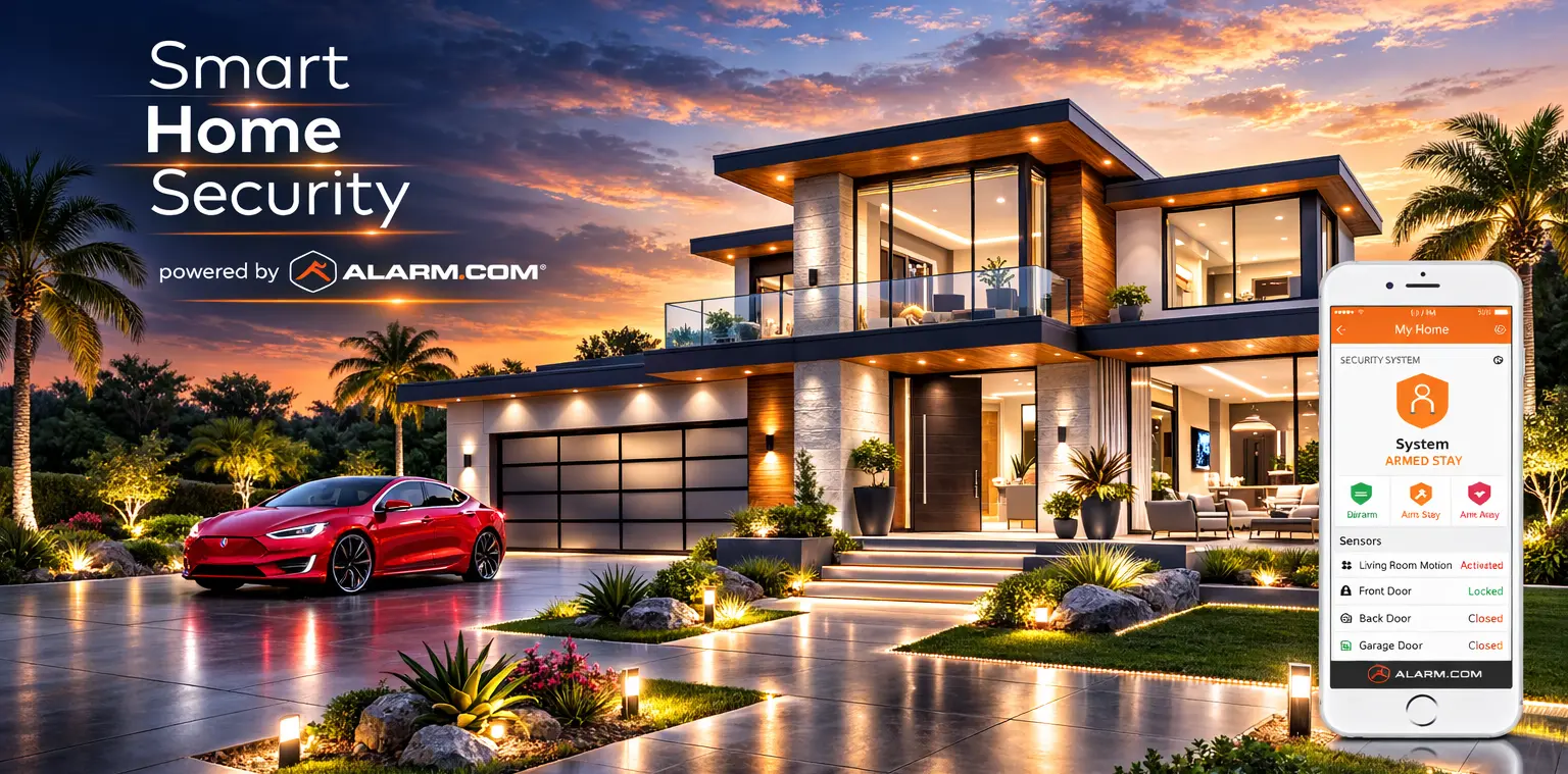 Smart home and business security by Aressco — technician installing a camera